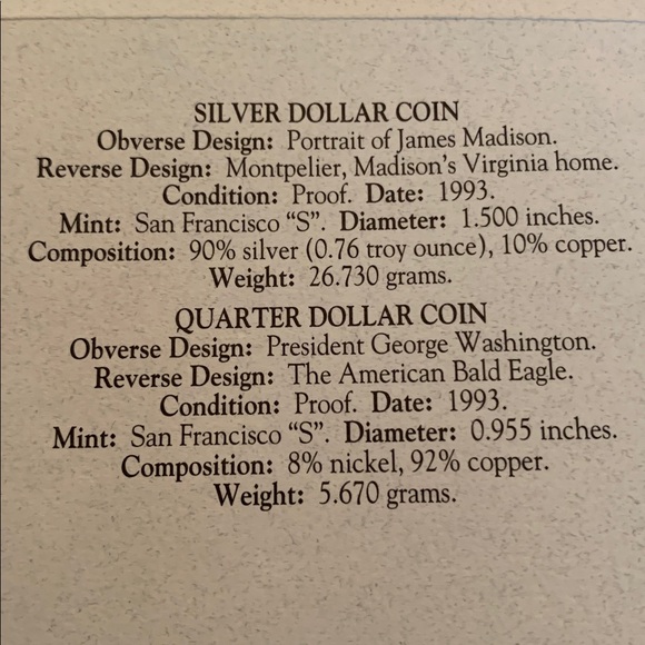 1993 US Mint coin collection in box and plastic and velvet protective cover - Picture 8 of 14